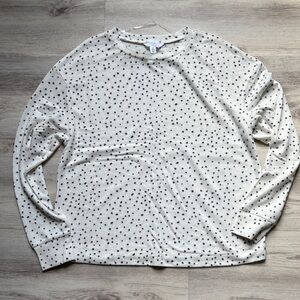Time and Tru Cream Long-Sleeve Polka Dot Tee